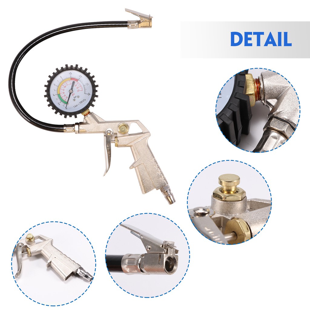 25/D Inflator And Gauge Kit Tool Tire Pressure Air Inflator Gun