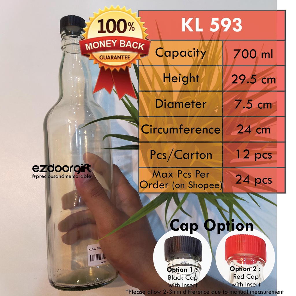 Kl 593 700 Ml Glass Bottle Glass Jar Money Back Guarantee Botol Kaca