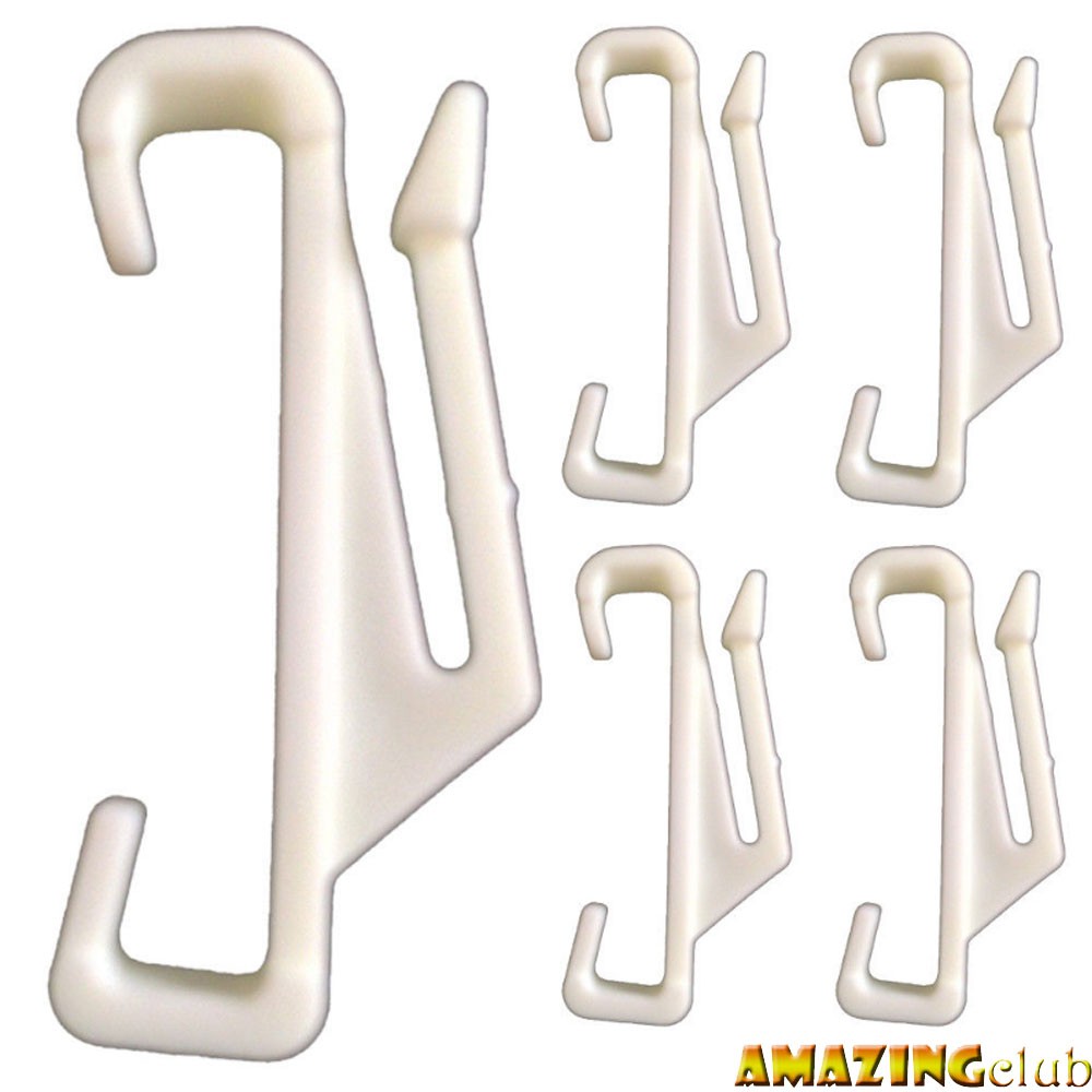White Plastic Curtain Drape Hooks Rail Track Glider Runners Loop