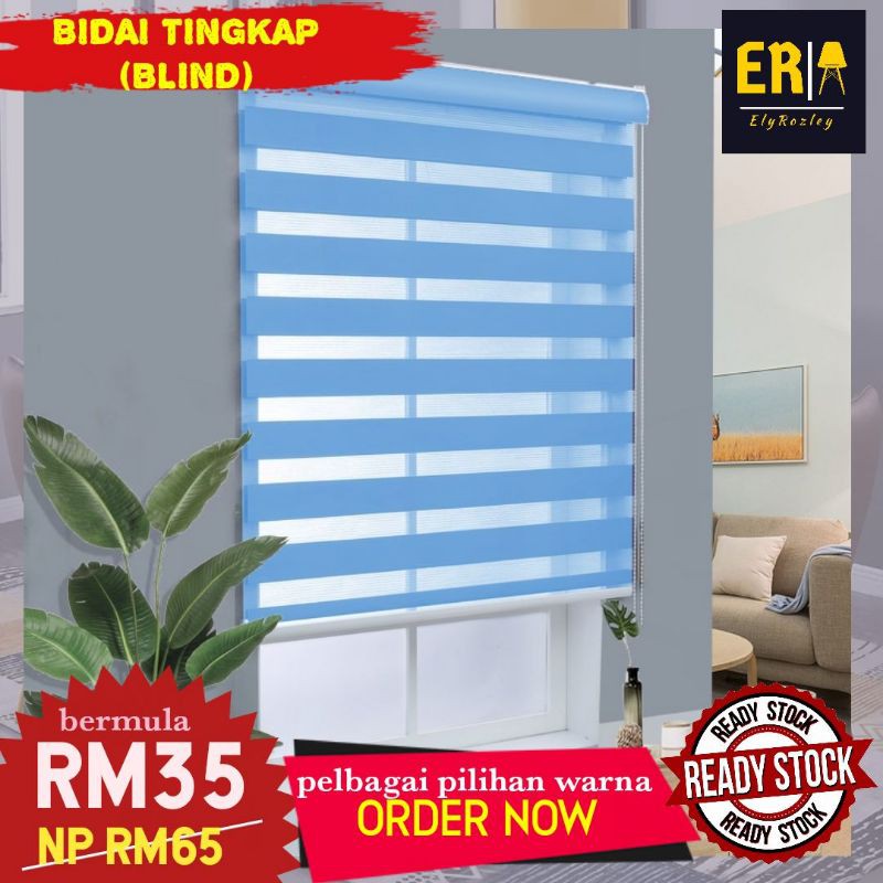 Blind Bidai Tingkap Zebra Poliester Telap Cahaya Pelbagai Warna Tirai Tingkap Dapur Kalis Cahaya Shopee Malaysia