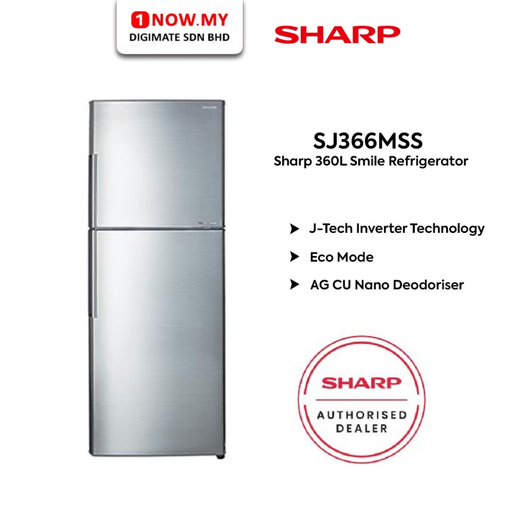 SHARP 360L Smile Refrigerator SJ366MSS (J-Tech Inverter Technology ...