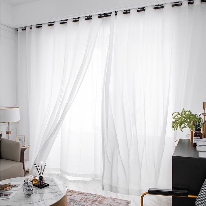 Topfinel Pure Chiffon Sheer Curtain Tencel Tirai Tingkap Semi Blackout ...