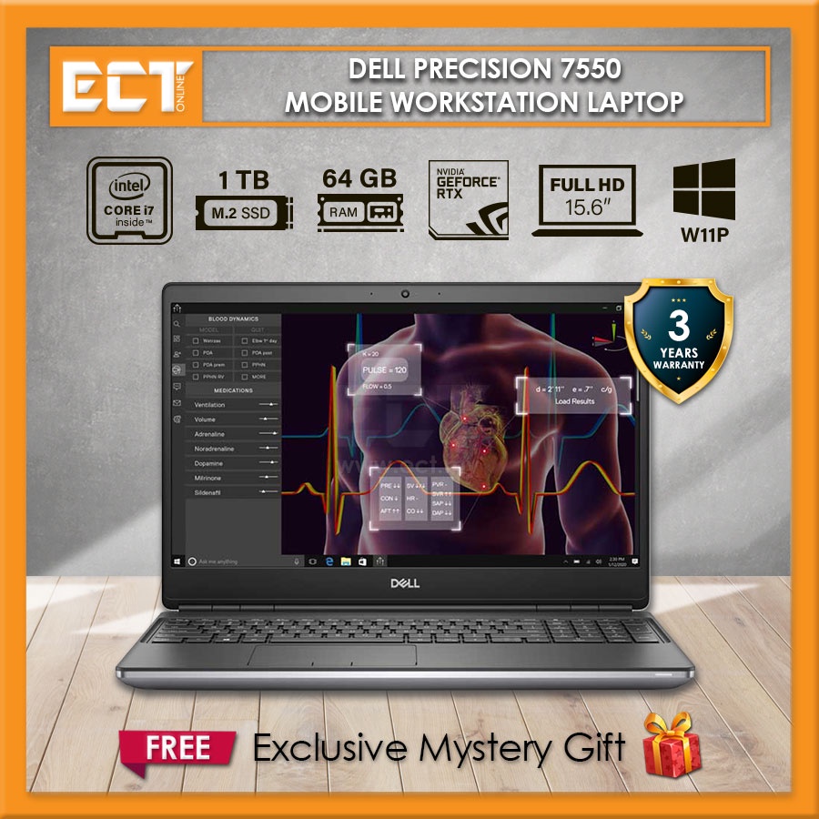Dell Precision 7550 Mobile Workstation Laptop (i710875H 5.10Ghz,1TB