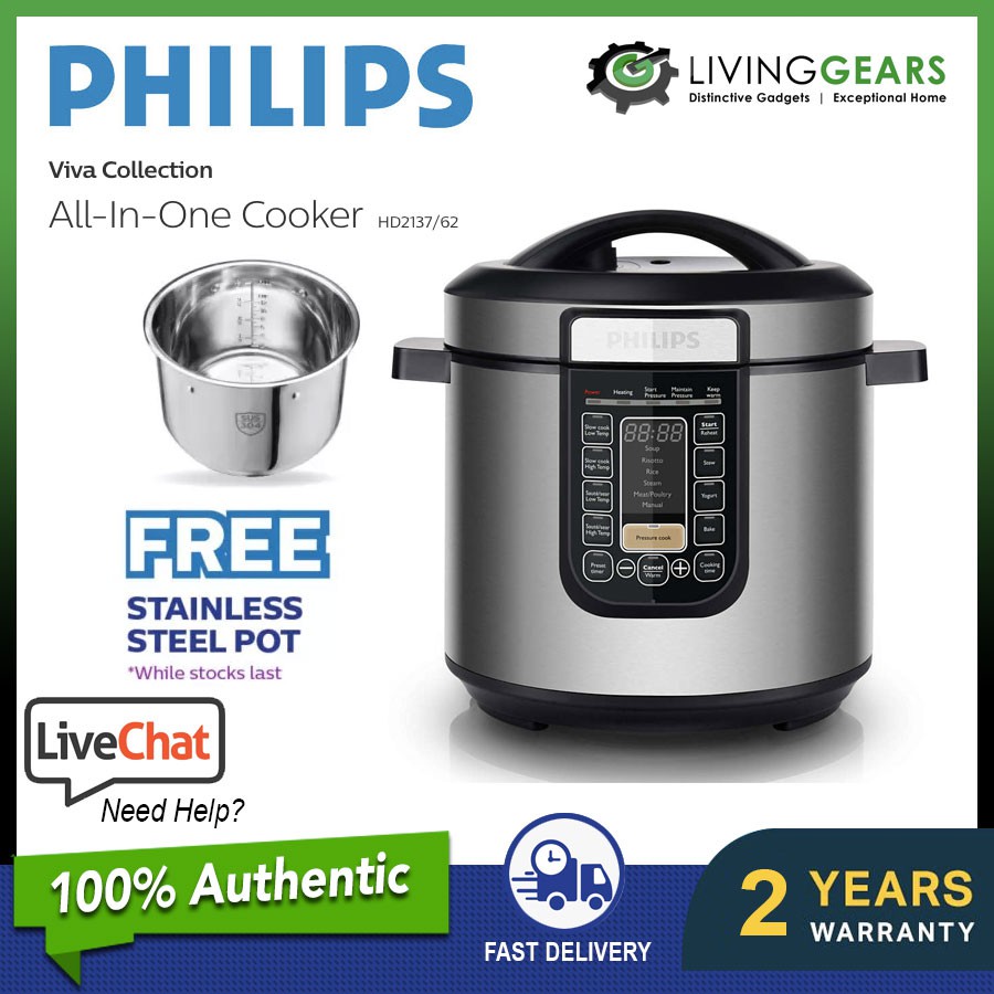 [ FREE POT ] Philips Pressure Cooker HD2137 (6.0L) Multi Cook Menus