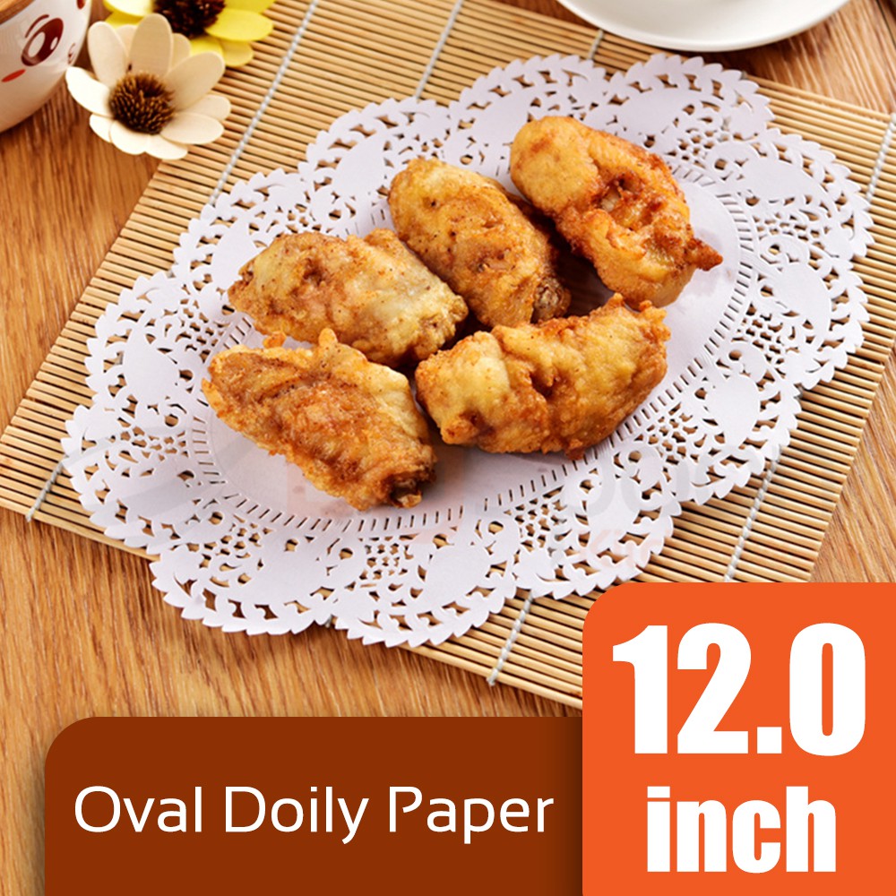 Oval Doily Paper 12.0 inch White (Approx 250 pcs)
