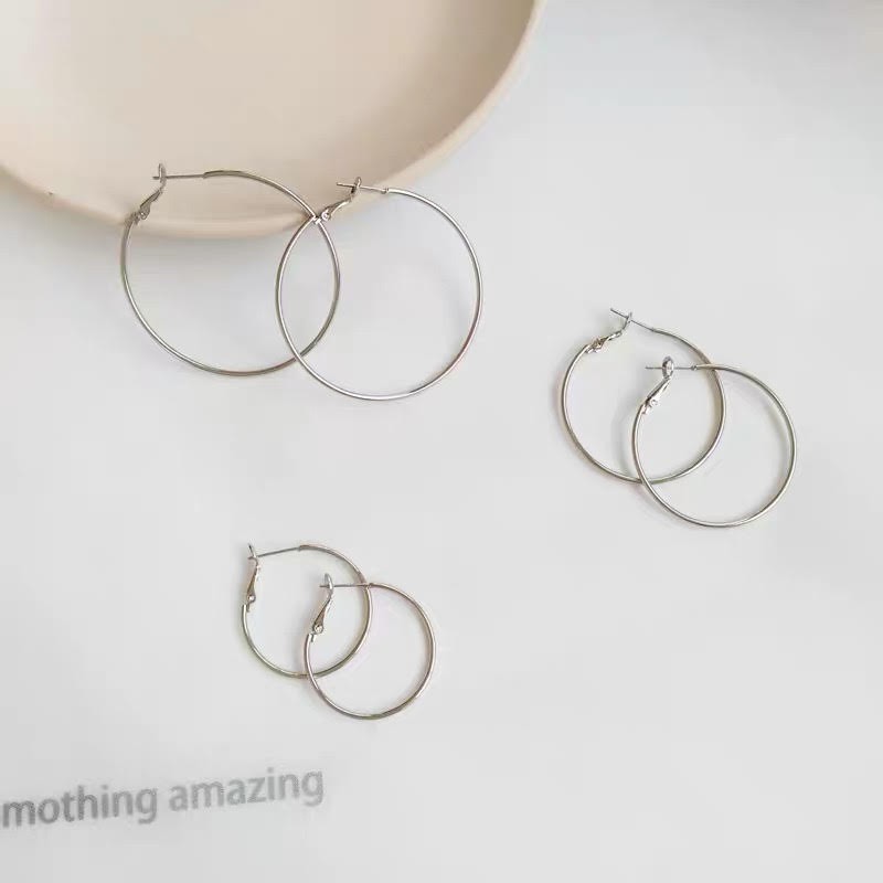 Ready Stock S925 Silver Needle Simple Asymmetric Earrings Korean Fashion Earring Eardrop