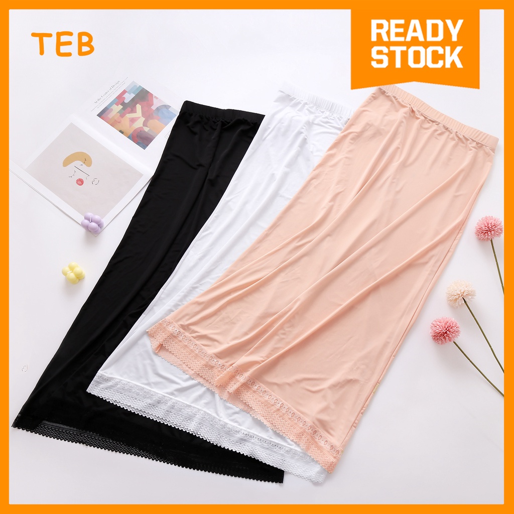 Alicia’s Secret Muslimah Innerwear Skirt Panjang Berenda | Safety Long Skirt Innerwear