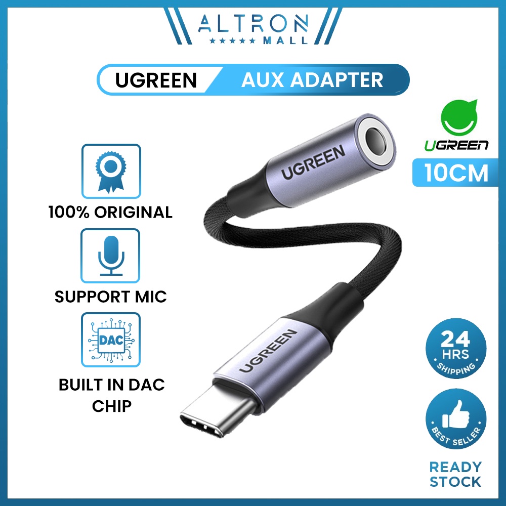 UGREEN USB C to 3.5mm AUX Headphone Adapter Type C Dongle Audio Jack Converter with DAC Chip iPad Pro S21 Note20 Pixel