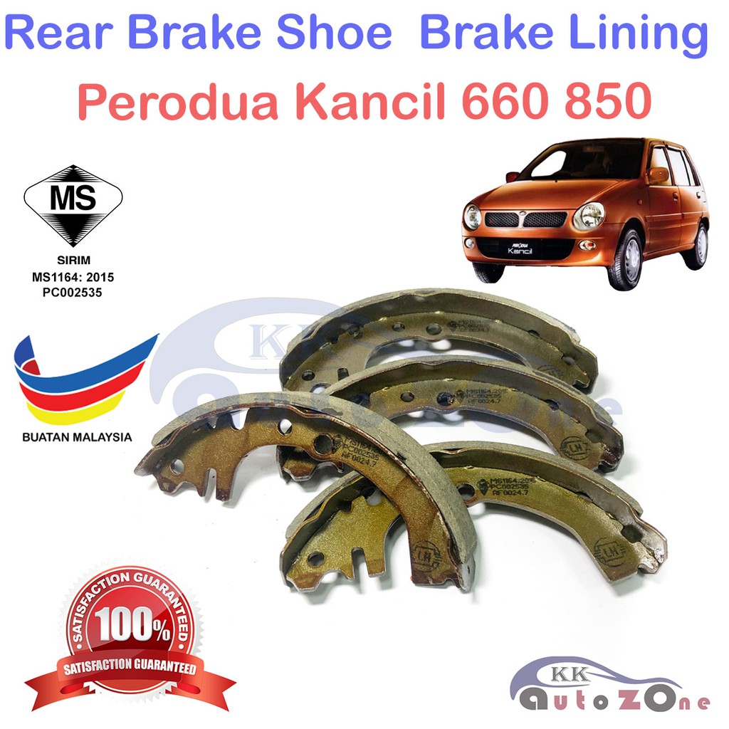 SIRIM certified Perodua Kancil 660 850 Rear Brake Shoe Brake Lining