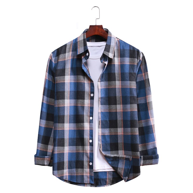 MK988 Men Checkered Long Sleeve Flannel Business Casual Button Down Blouse Shirt Tops 