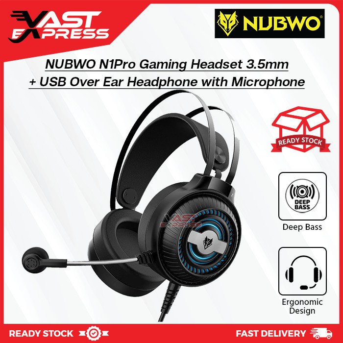 Nubwo N1 Pro Gaming Headset 35mm Usb Over Ear Headphone With Microphone And Led Light 5004