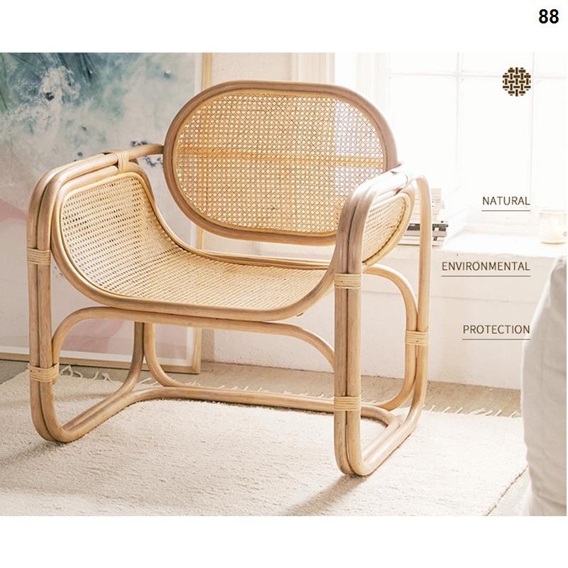 ins wind Nordic rattan sofa square office rattan chair homestay inn net red armchair Bamboo woven furniture real rattan