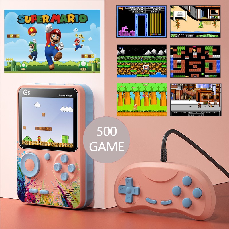 [Built-in 500 Games]G5 Gaming Machine Retro Mini Game Console Gameboy Rechargeable Portable Video Game Handheld Mario Handle PSP Built-in 500 Games