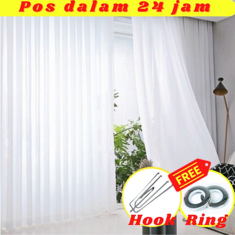 Kain langsir putih belakang langsir tingkap nipis putih sliding door