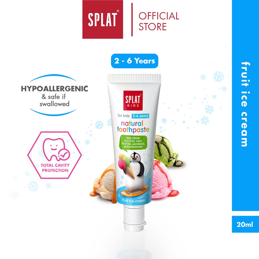 Splat Kids Fruit Ice Cream Flavoured Toothpaste Ages 2 6 (20ml) EXP