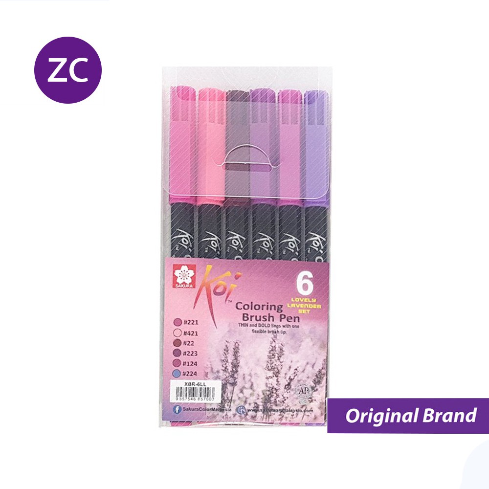Sakura Koi Coloring Brush Pen 6pcs Lovely Lavender Set Shopee Malaysia
