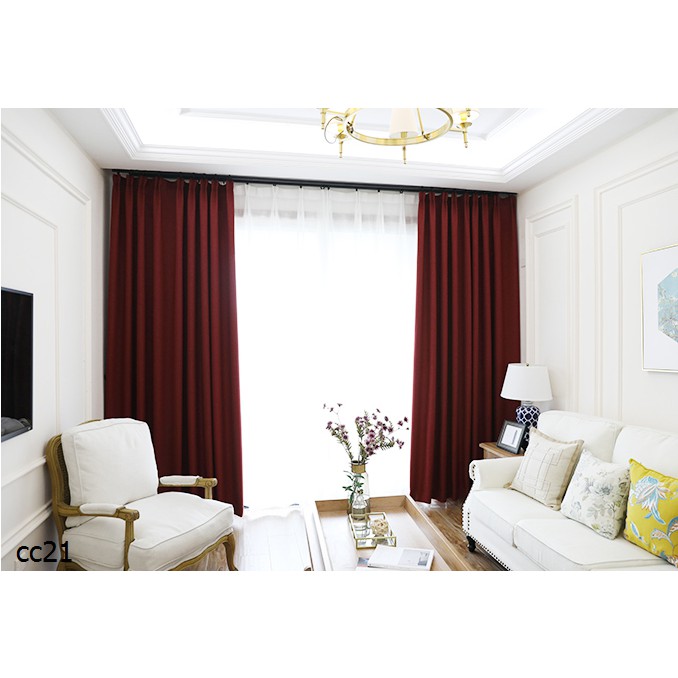 Thickening Dark Red Cotton And Linen Bedroom Shade Curtains
