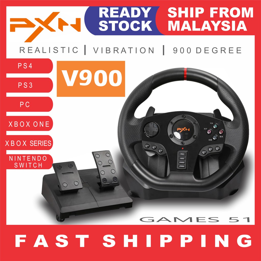 (READY STOCK)PXN V900 900 DEGREE RACING STEERING WHEEL COMPATIBLE W/PC