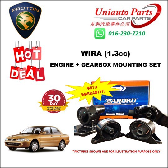 PROTON WIRA (1.3CC) ENGINE + GEARBOX MOUNTING SET (4PCS) Shopee Malaysia
