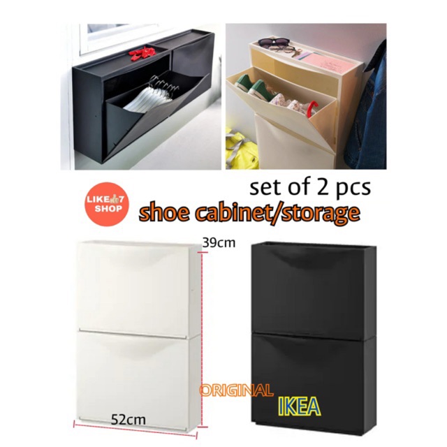Ikea Trones Shoe Cabinet Storage Black White 2 Pcs Shopee