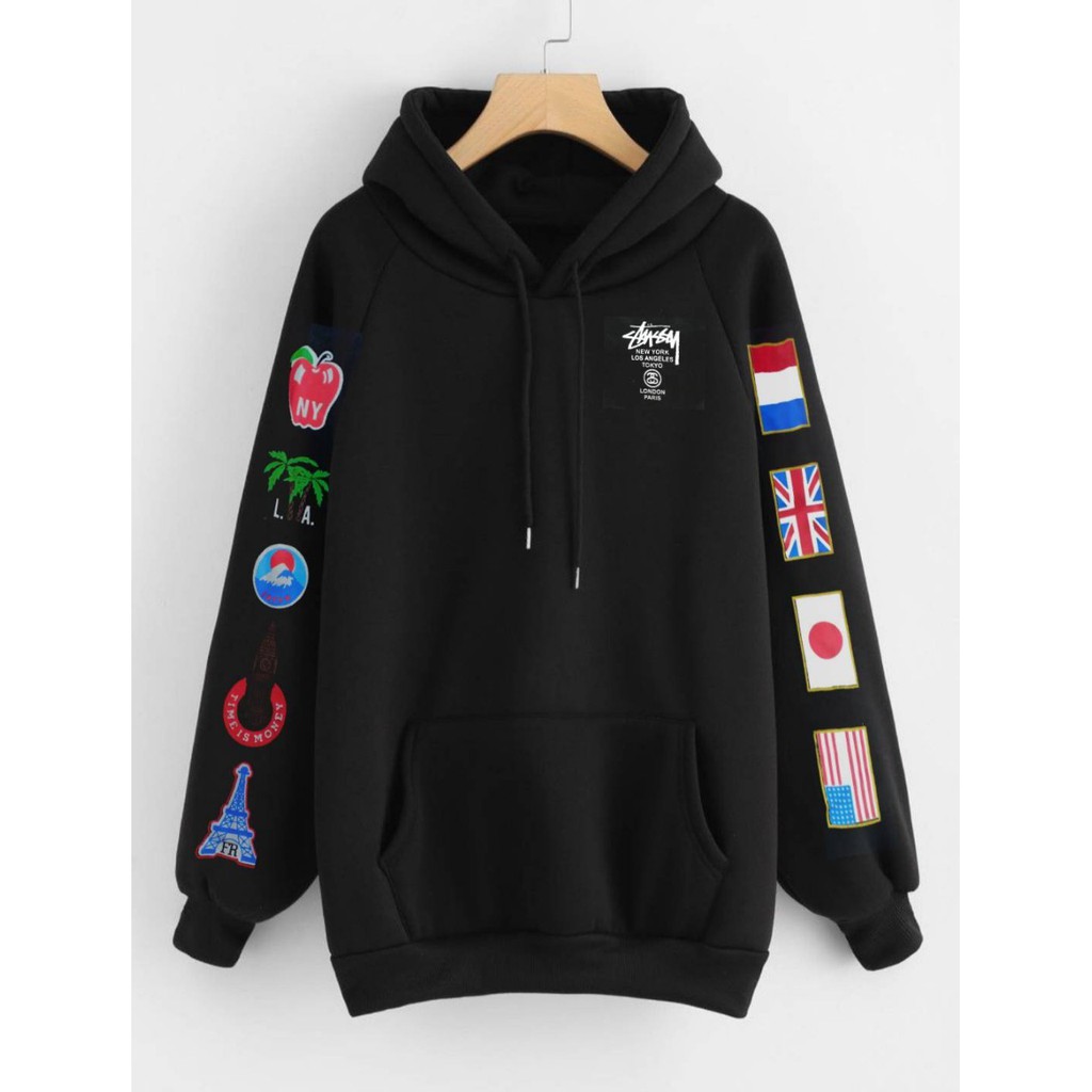 stussy world tour flags hoodie