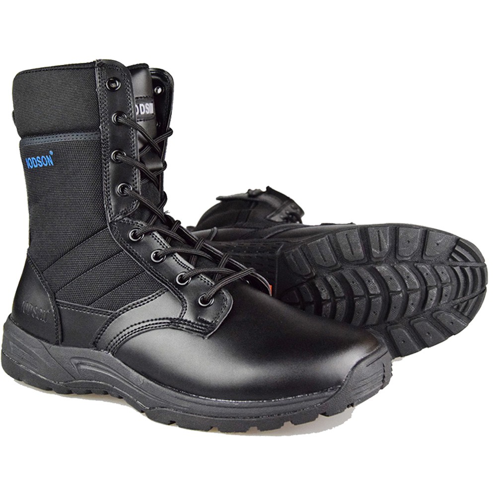 black tactical work boots