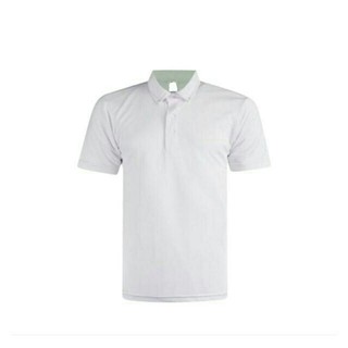 Men’s White Plain Polo Shirt sport short sleeve collar | baju t-shirt ...