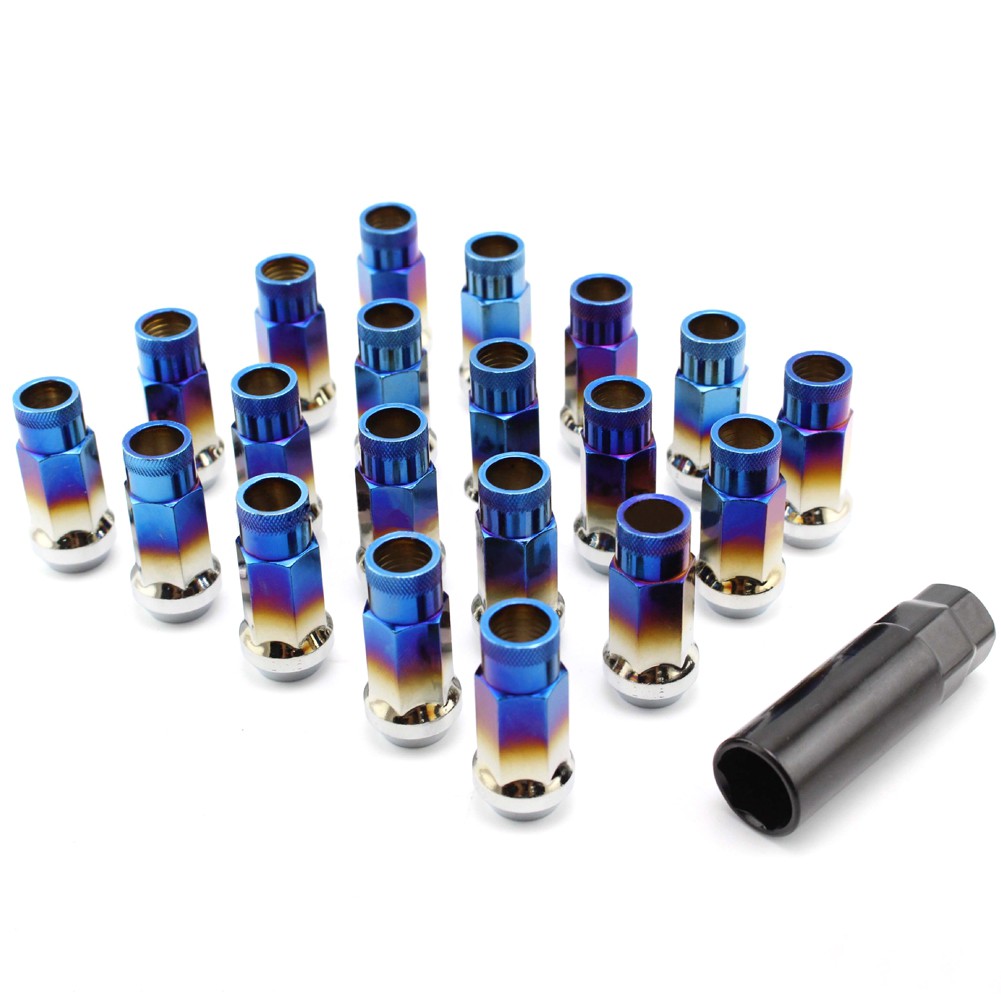 Muteki SR48 4pc Lock Lug Nuts Set – 12x1.5, Acorn Conical, Spline Drive, Satin Silver