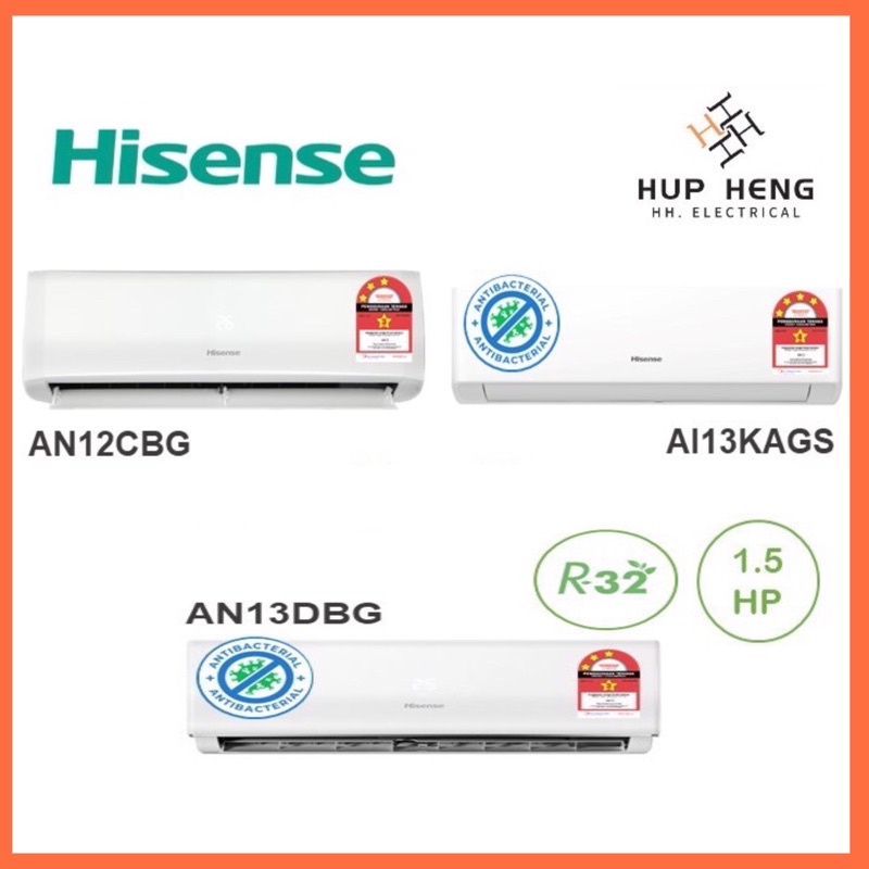 (FREE SHIPPING) Hisense Standard/Inverter Air Conditioner R32 (1.5HP)