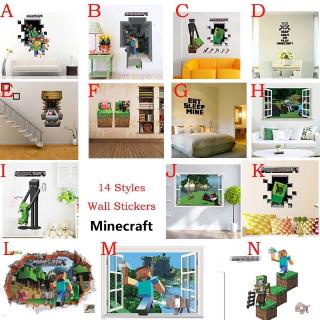 Hot Sale Minecraft Decal 3d Wall Paper Stickers Creeper Steve Cartoon Game For Kids Rooms Steve Home Decor Party Shopee Malaysia - details about roblox wall decal 3d art stickers vinyl room home bedroom