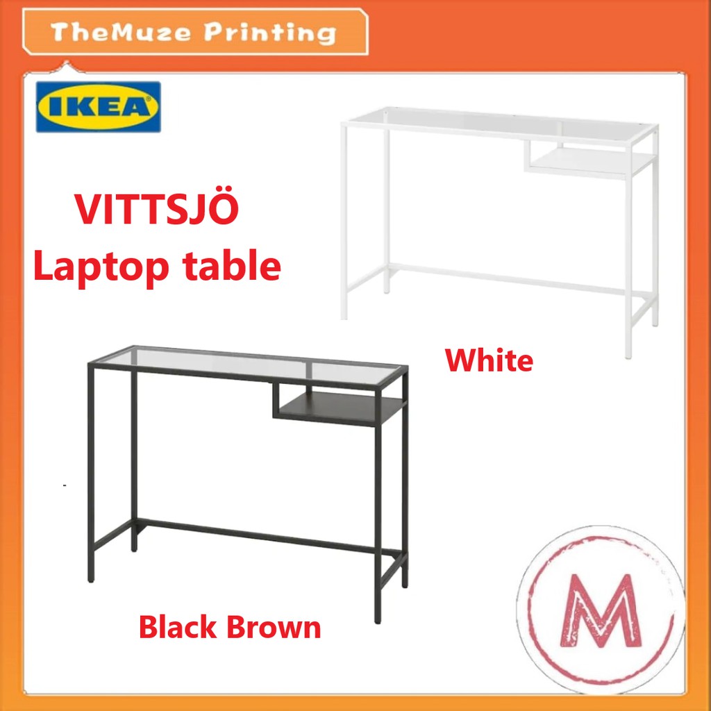 Ikea Vittsjo Laptop Table Black Brown White Glass Shopee