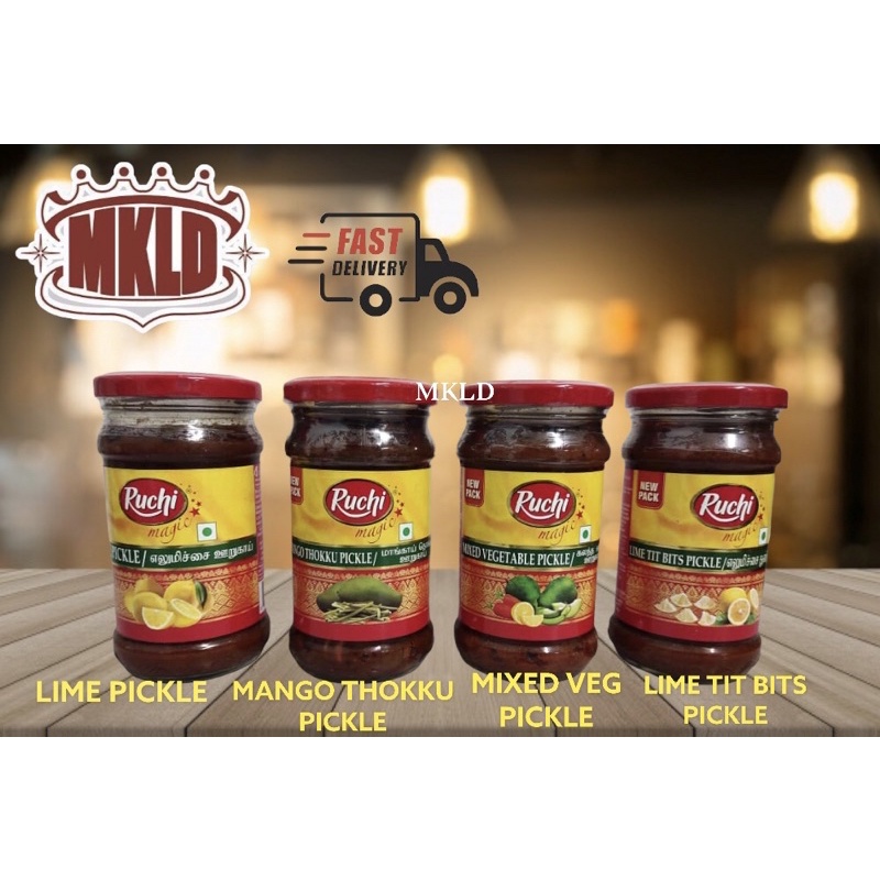 RUCHI PICKLES / ACAR 300g (LIME,CUT MAGGO,MIX VEG,LIME TIT BITS