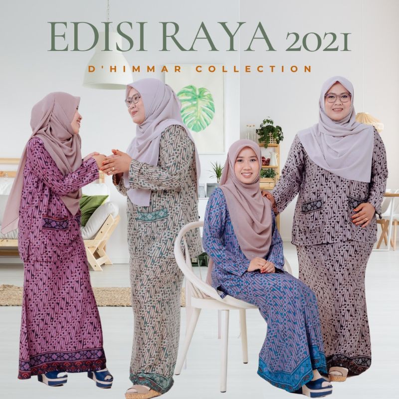 Baju Kurung Kedah Moden Poket Depan Printed Corak Abstract Geometric