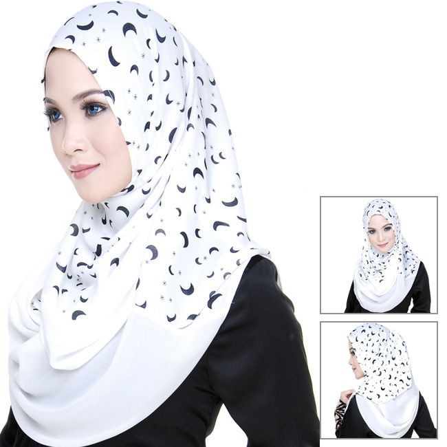 Tudung Selendang Half moon Labuh Putih Shopee Malaysia