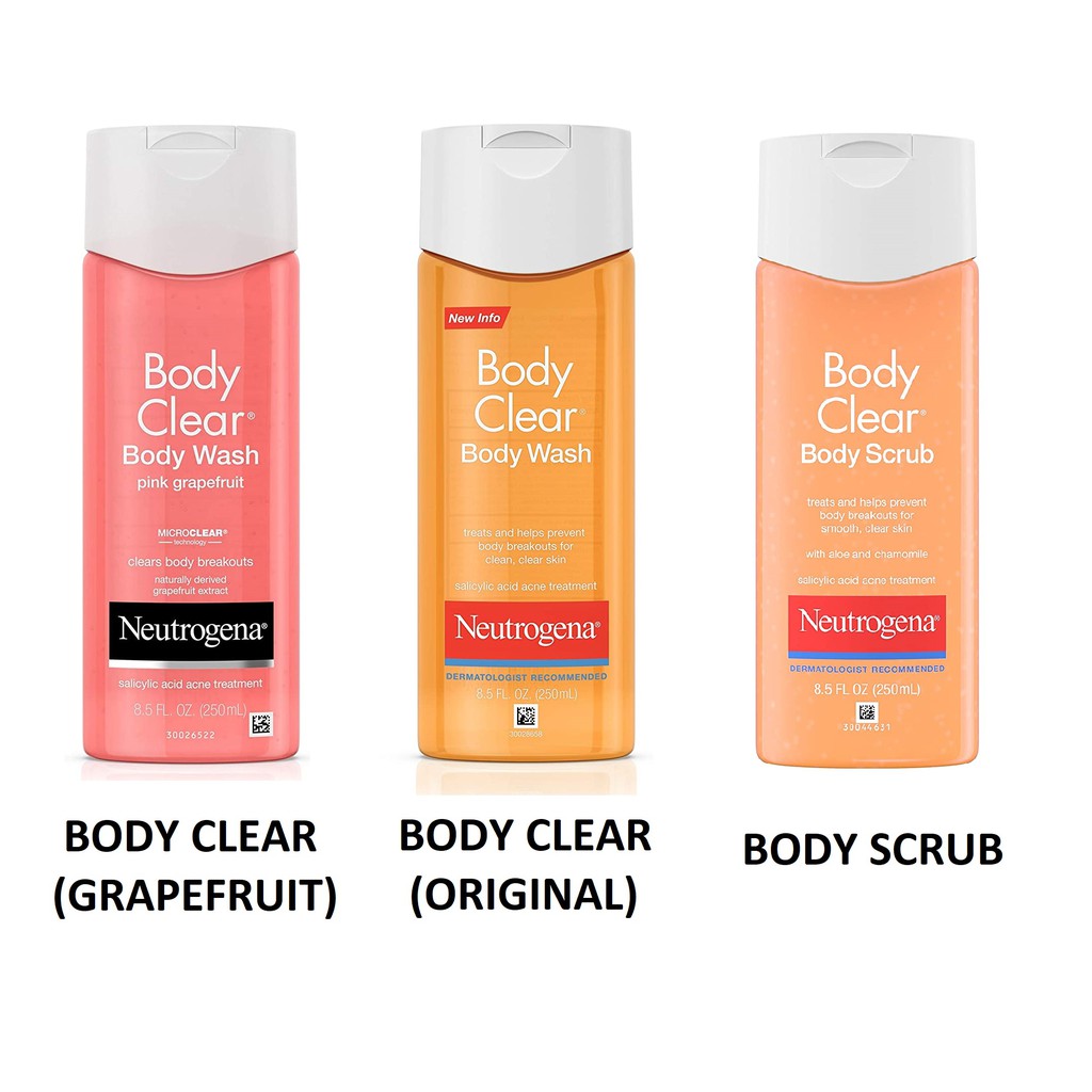 IiMONO Neutrogena Body Clear Body Wash Body Scrub Salicylic Acid Acne Treatment Pink