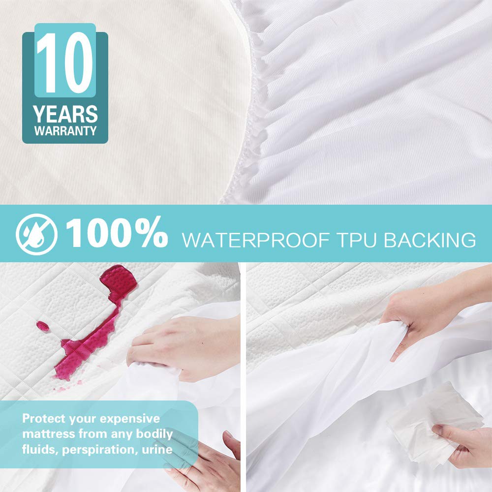 Dust mite Against Bed Bugs Hypoallergenic Cotton Mattress Cover BedStory Waterproof Mattress Protector Twin Bed Mattress Protector 10 Years Warranty Premium Deep Pocket Fitted Sheet