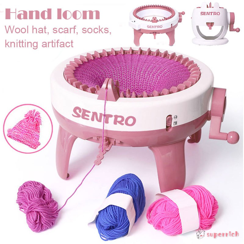 HEYJUDY Knitting Machine Made by Plastic Knitting Loom Machine Smart Weaving Loom Knitting Round Loom Knitting Board Rotating Double Knit Loom Machine Kit for Adults and Kids 