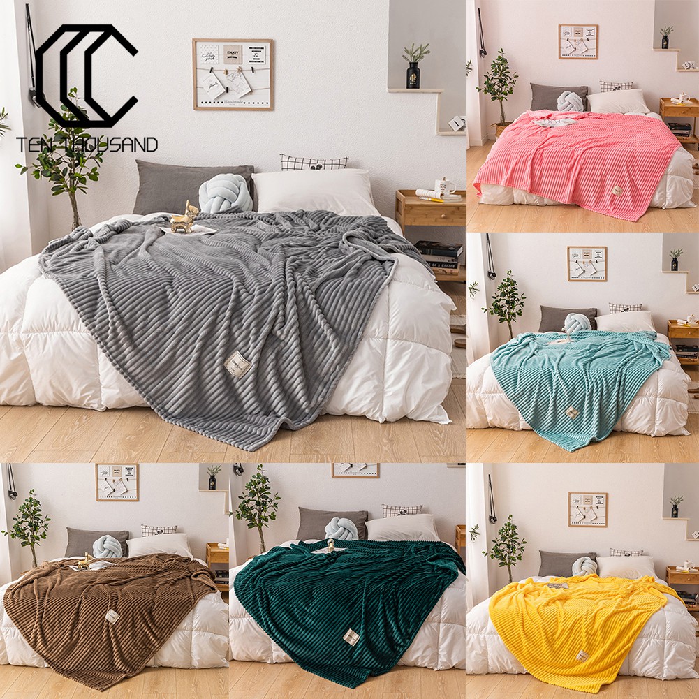 Tenthousand Ready Stock Winter Solid Color Thick Warm Couch Bed Throw Blanket Bedroom Bedding Shopee Malaysia