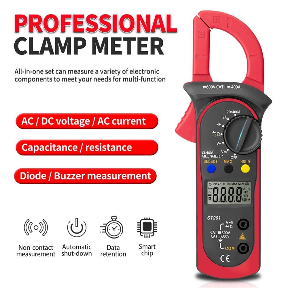 Digital Clamp Multi Meter Resistance OHM Tester AC DC Clamp Amp Meter ...