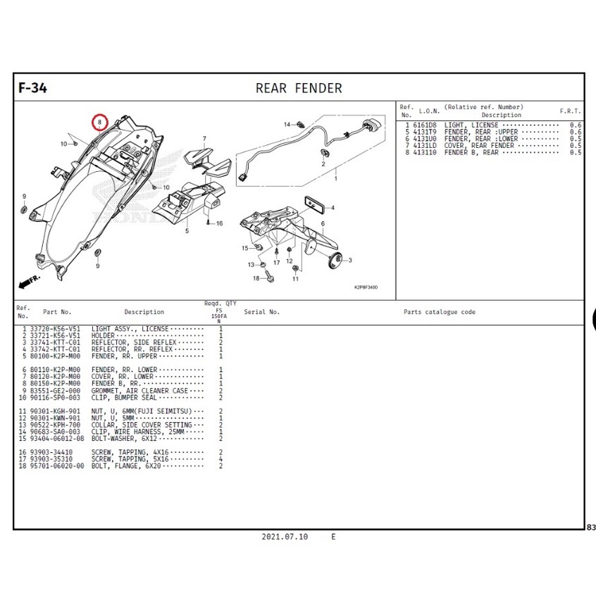 Honda Original Fender B RR RSX ( 80150K2PM00 ) Shopee Malaysia