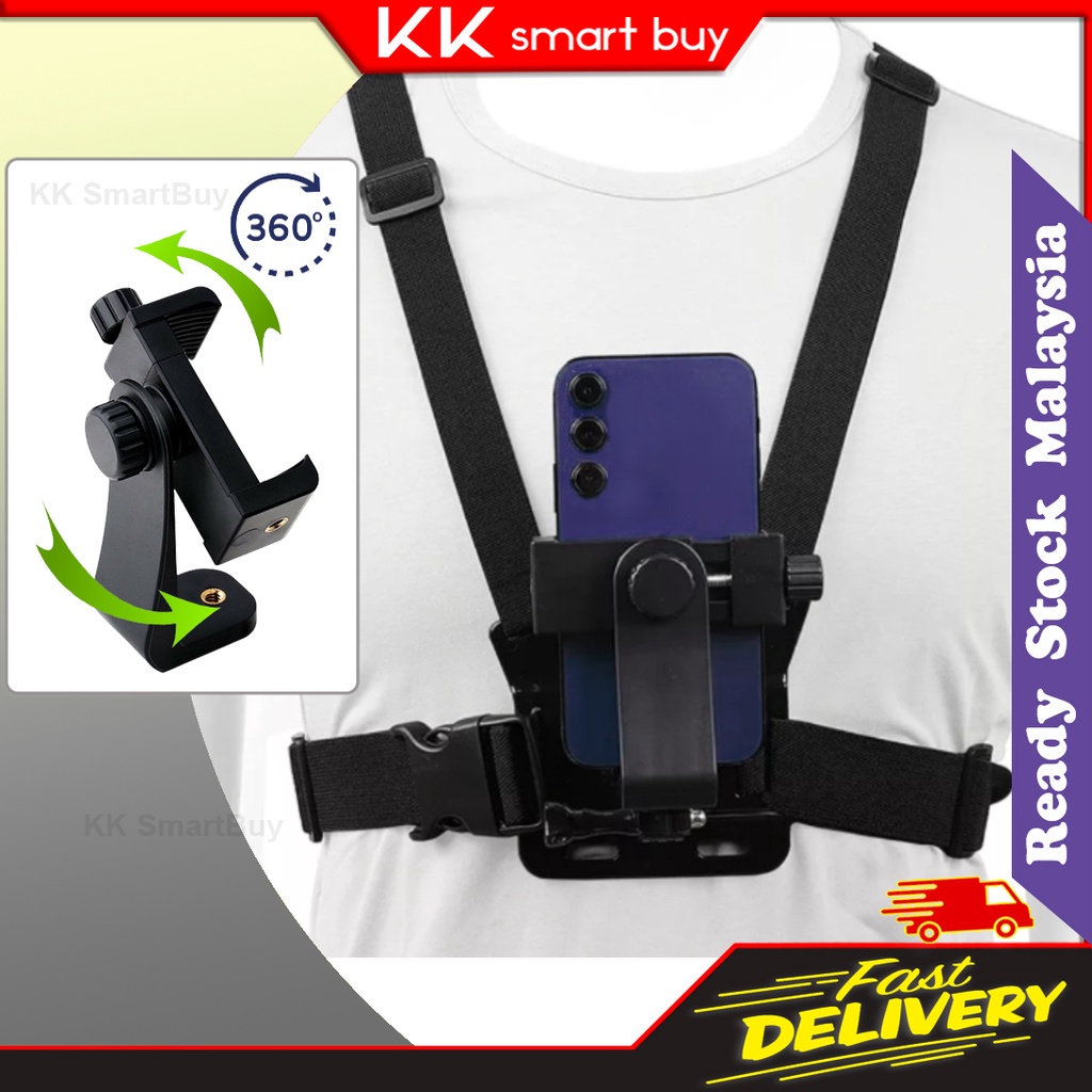 Phone mount holder Chest Strap Rotate Harness Clip Landscape Portrait Horizontal smartphone holder