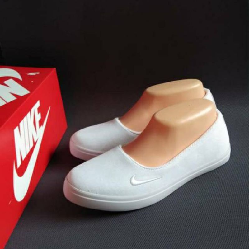 PUTIH Nikee Flat Shoes/Slop/Slip On Women ALL WHITE (Plain WHITE) Code 01 Can Couple/Uniform 30s/d 43
