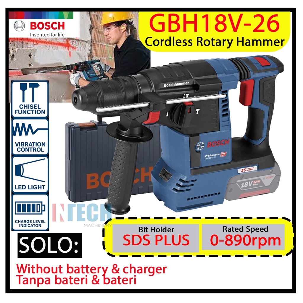 BOSCH GBH18V-26 / GBH18V26 (SOLO) CORDLESS ROTARY HAMMER **SOLO WITHOUT ...