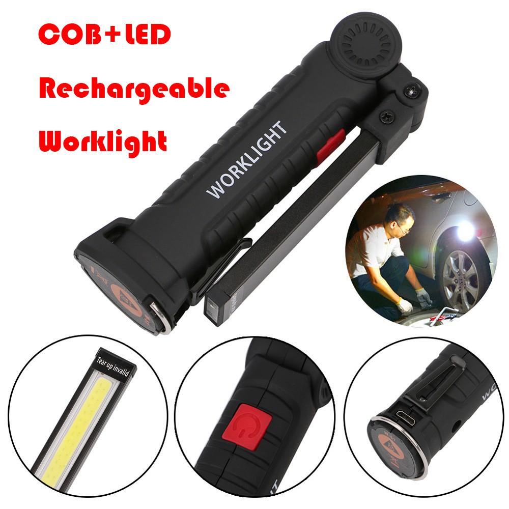 Rechargeable COB LED Work Light USB Flexible Magnetic Inspection Lamp Hand Torch 