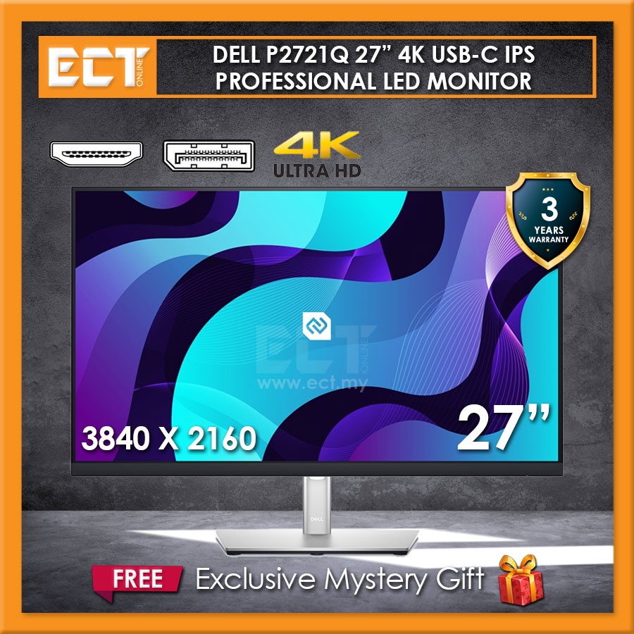 Dell P2721Q 27" 4K USBC IPS Professional LED Monitor (3840x2160