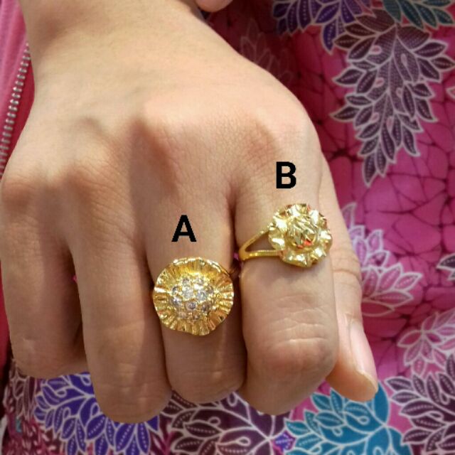 2 Design Cincin  Topi  Cop 916 Emas  Korea 24K Shopee Malaysia