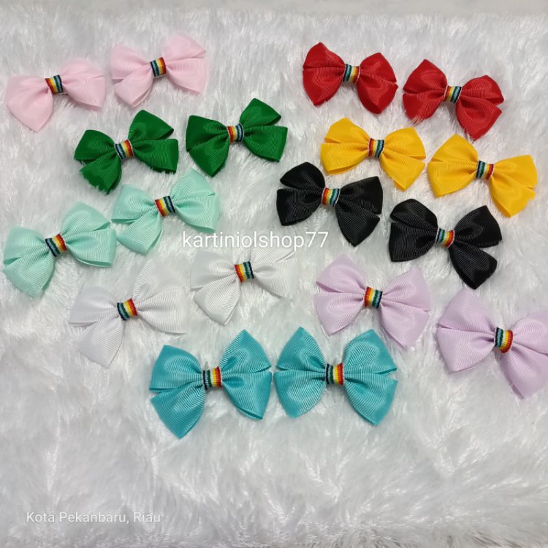 JR-775 2pcs Color Children's Hair Clips // Princess Style Ribbon Clips