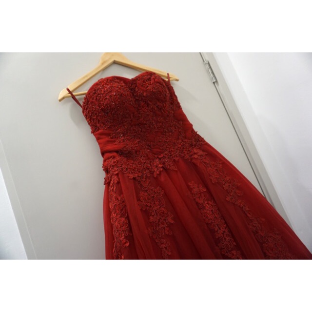 Wedding Gown Red Colour Shopee Malaysia