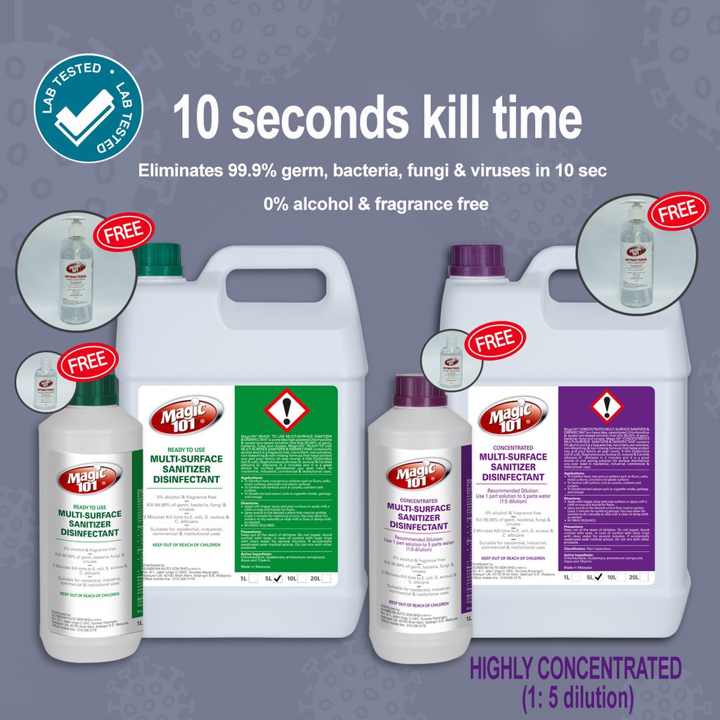 IPA / AlcoholFree Magic101 AntiBacterial Multi Hard Surface Sanitizer