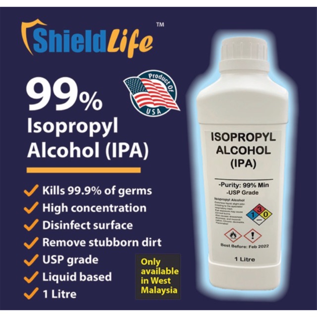 Isopropyl Alcohol ( IPA ) 99% 1000ml - (Import from US) Sanitizer ...